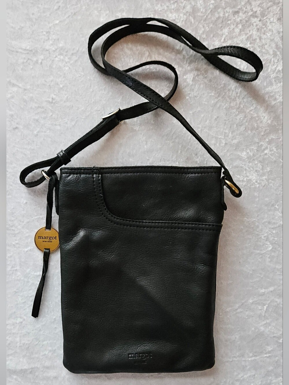 Margot New York Black Leather Crossbody Bag - Compact Everyday Shoulder Bag